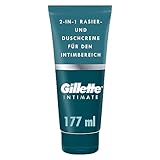 Gillette Intimate Intimpflege Rasierset für Männer (177 ml), 2-in-1 Rasier- und Duschcreme, formuliert für die Behaarung im Intimbereich, mit Aloe, frei von Parabenen, Geschenk für Männer