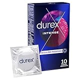 Durex Intense Kondome – Mit Noppen, Rippen & viel Desirex-Gel für zusätzliche Stimulation, anatomische Easy-On-Form – 10er Pack (1 x 10 Stück)