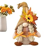 Thanksgiving-Dekoration, Erntegnome, Dekoration für Zwergpuppen ohne Gesicht, Sonnenblume | Plüschpuppe ohne Gesicht, handgefertigt, mit Ahornblättern, Ornament