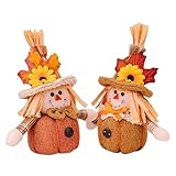 Thanksgiving Gnomes - Home Gnome Dekoration, 2 Stück Plüsch Gnome | Handgefertigter Herbsternte Gnom Plüsch mit Ahornblättern, Vogelscheuche Anhänger