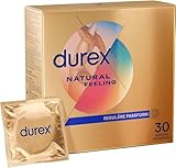 Durex Natural Feeling Kondome – Latexfreie Kondome aus Real-Feel-Material & mit anatomischer Easy-On-Form – 30er Pack (1 x 30 Stück)