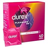 Durex Pleasure Me Kondome – Mit Noppen & Rippen, anatomischer Easy-On-Form & mit viel Silikongleitgel befeuchtet – 40er Pack (1 x 40 Stück)