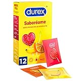 Durex - „Saboreame“-Kondome mit fruchtigen Geschmacksrichtungen - Erdbeere, Banane, Orange und Apfel - 12 Kondome