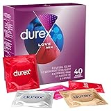 Durex Love Mix Kondome-Mischung – Vielseitige Mixpackung mit 5 verschiedenen Kondom-Sorten zum Ausprobieren – 40er Pack (1 x 40 Stück)